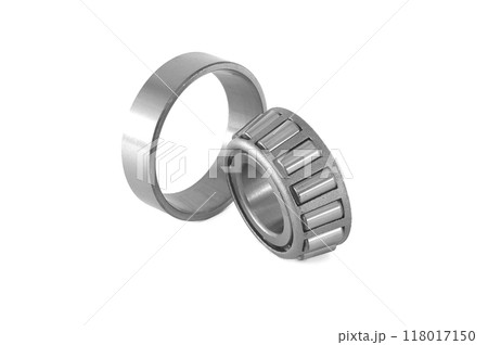 Stainless steel cylindrical roller bearing with an inner ring isolated on white background Stainless steel cylindrical roller bearing with an inner ring isolated on white background 118017150