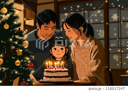 クリスマスを楽しむ家族 クリスマスを楽しむ家族 118017247