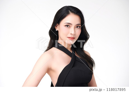 Beautiful young asian woman with clean fresh skin on white background, Face care, Facial treatment, Cosmetology, beauty and spa, Asian women portrait. 118017895