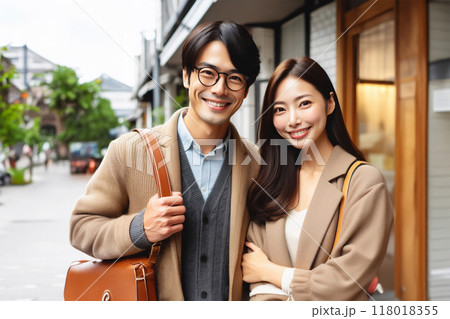 観光を楽しむ若い男女 118018355