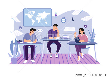 Students Doing Exam Preparation Illustration concept on white background 118018501