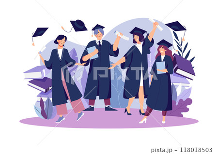 Students Celebrate Graduation Illustration concept on white background 118018503