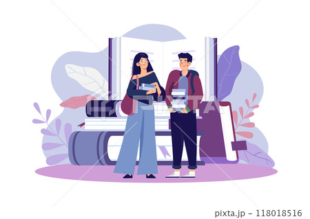 Boy giving the book to a girl Illustration concept on white background 118018516