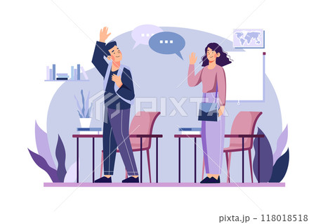 Leaving school by saying goodbye Illustration concept on white background 118018518