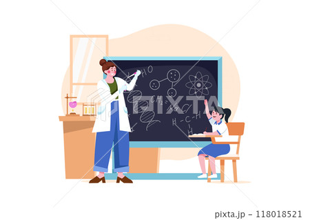 Science teacher teaching in class Illustration concept on white background 118018521