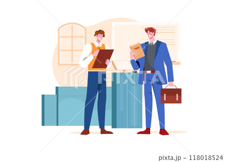 Assistant professor is exchanging work with the professor Illustration concept on white background Assistant professor is exchanging work with the professor Illustration concept on white background 118018524