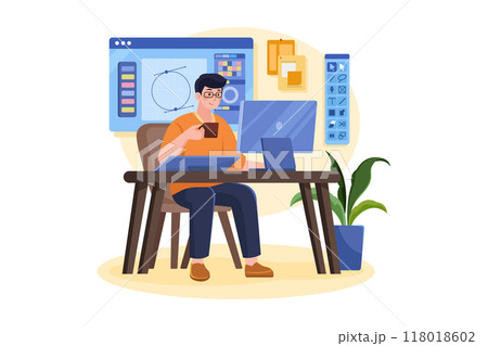 Graphic Designer Illustration concept on white background 118018602