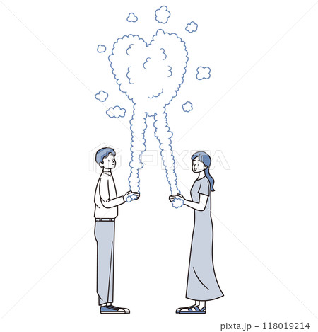 手洗いをしている夫婦のイラスト素材 手洗いをしている夫婦のイラスト素材 118019214