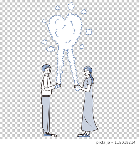 情侶洗手插畫素材 118019214