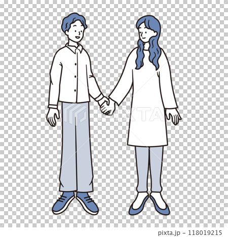 情侶互相配合求婚插畫素材 118019215