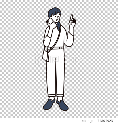 Illustration material of a woman talking on a smartphone Illustration material of a woman talking on a smartphone 118019231