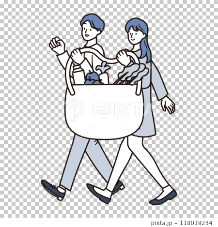 情侶去逛街插畫素材 118019234