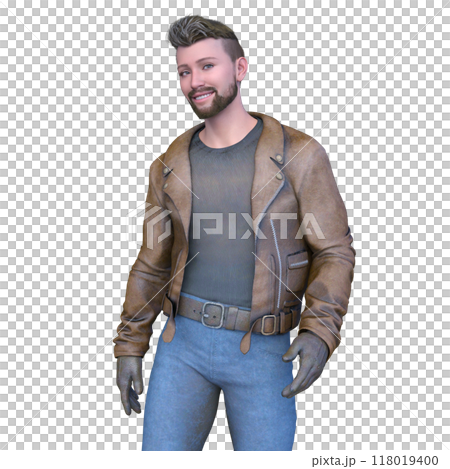 穿著皮夾克的男人 118019400