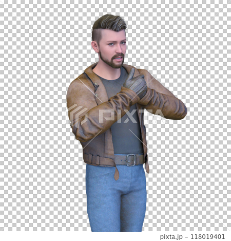 穿著皮夾克的男人 118019401