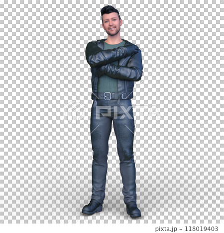 man wearing a leather jacket 118019403