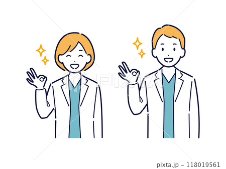 OKサインをする医師のイラスト＿上半身 118019561