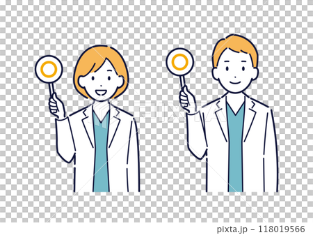 丸のふだを持つ医師のイラスト＿上半身 118019566