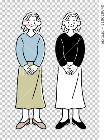 おばあさんの全身イラスト 118019640