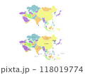 アジア色分け地図＿パステルセット 118019774