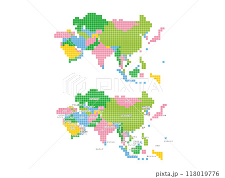 アジア色分け地図_ドット絵セット アジア色分け地図_ドット絵セット 118019776