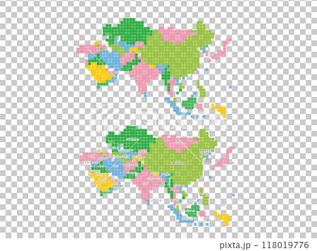 アジア色分け地図_ドット絵セット アジア色分け地図_ドット絵セット 118019776