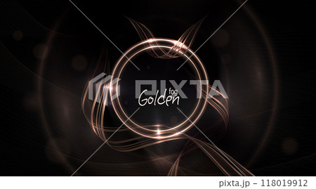 Composition with a round frame, wavy ribbons and a small mesh pattern 118019912
