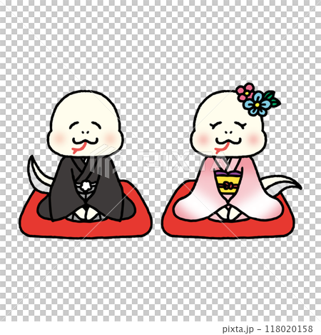 着物姿で挨拶する干支・巳 118020158