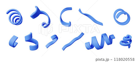 3d set of spiral confetti isolated on white 3d set of spiral confetti isolated on white 118020558