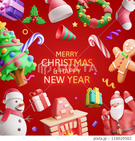 3D Christmas greeting card background 3D Christmas greeting card background 118020562