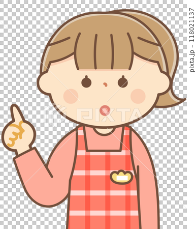 説明をする保育士の女性 118021137