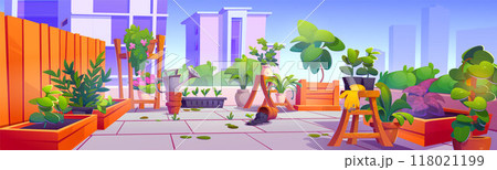 House terrace on rooftop with garden. 118021199