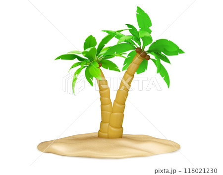 3d palm tree on summer beach island icon vector 118021230