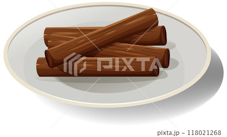 Mexican Cinnamon Sticks on Plate Mexican Cinnamon Sticks on Plate 118021268