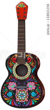 Colorful Mexican Guitar Illustration 118021356