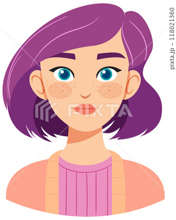 Purple-Haired Girl Avatar Illustration Purple-Haired Girl Avatar Illustration 118021360