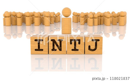 INTJの文字が印字された木製棒人間 118021837