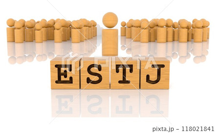 ESTJの文字が印字された木製棒人間 118021841