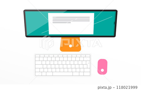 Top view computer with keyboard and mouse 118021999