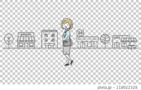 Illustration of a woman commuting to work 118022328