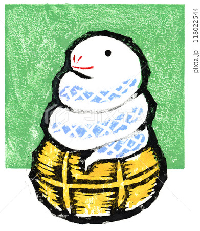 版画　白へび　俵　土鈴 118022544