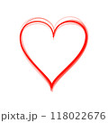 Red heart outlines isolated on white background, vector 118022676