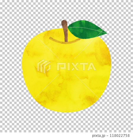 帶葉子的黃色蘋果 帶葉子的黃色蘋果 118022758