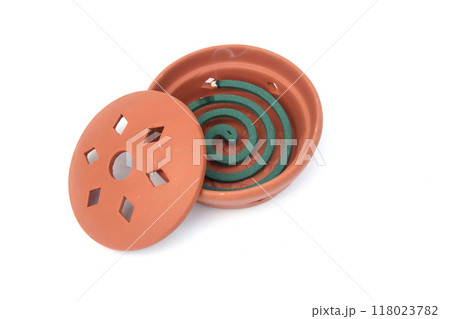 Mosquito and Flying Insect Repelling Coils Isolated on White Background Mosquito and Flying Insect Repelling Coils Isolated on White Background 118023782