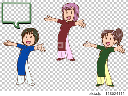 奧黛女人微笑著張開雙臂 1 奧黛女人微笑著張開雙臂 1 118024113