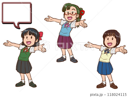 笑顔で両手を広げる女性8 118024115