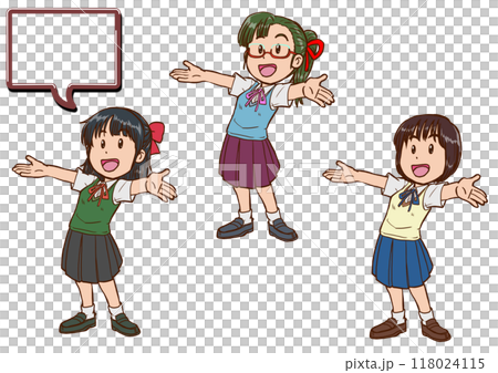 笑顔で両手を広げる女性8 118024115
