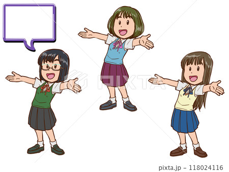 笑顔で両手を広げる女性9 118024116