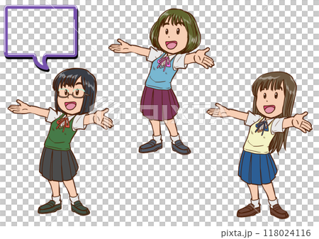笑顔で両手を広げる女性9 118024116