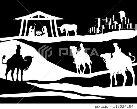 Christmas Nativity Scene Bethlehem Manger Wise Men 118024194
