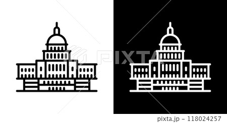 アメリカ国会議事堂のシンプルな線画アイコン アメリカ国会議事堂のシンプルな線画アイコン 118024257